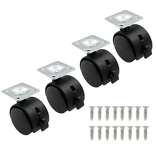 1.5 Inch Swivel Caster Wheels with Brake, Plate Caster, 4pcs - style: 1.5 Inch with Brake