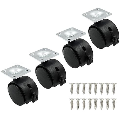 1.5 Inch Swivel Caster Wheels with Brake, Plate Caster, 4pcs - style: 1.5 Inch with Brake