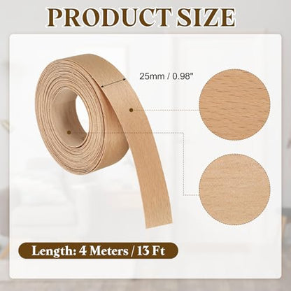 uxcell 1 Inch x 13ft Wood Veneer Edge Banding, Pre-Glued Flexible Beech Edging Strips, Iron on with Hot Melt Adhesive Wood Tape for Cabinet Repair and Furniture Restoration - size: 1 Inch x 13ft