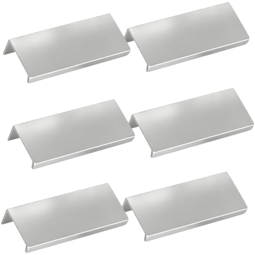 3.15 Inch Finger Pull 6Pcs, 2.52 Inch Hole Centers, Aluminum Alloy, Silver - color: Silver, size: 80mm/3.15", style: Straight Edge