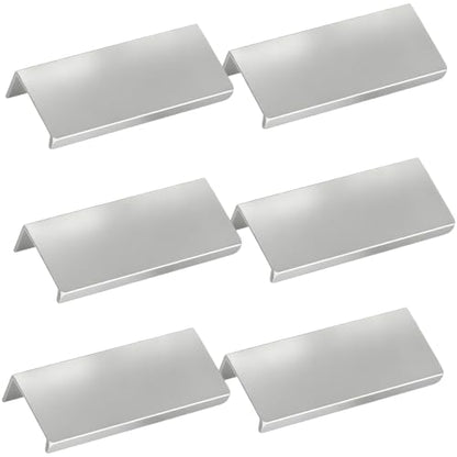 3.15 Inch Finger Pull 6Pcs, 2.52 Inch Hole Centers, Aluminum Alloy, Silver - color: Silver, size: 80mm/3.15", style: Straight Edge