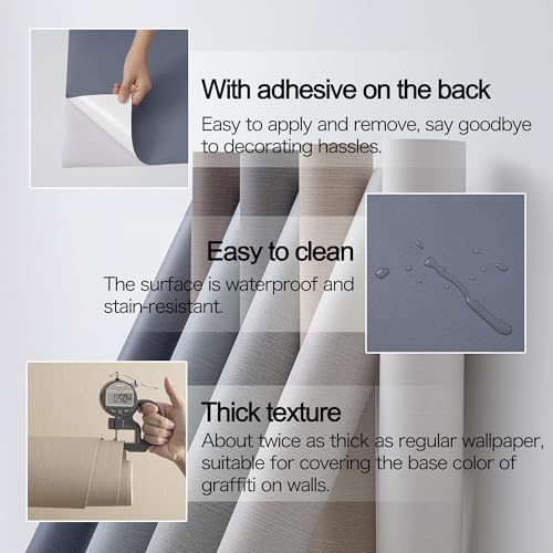 24"x393" Dark Blue Fabric Peel and Stick Linen Textured Wallpaper - color: Dark Blue