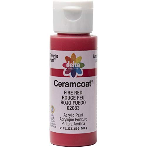 Delta Creative Ceramcoat Acrylic Paint in Assorted Colors (2 oz), 2083, Fire Red - color: Fire Red, size: 2 Fl Oz (Pack of 1)
