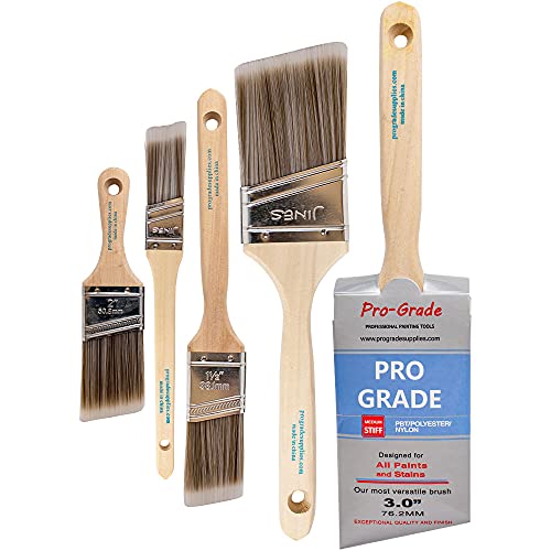 Pro Grade Angle Paint Brushes, Paint Brush Set for Trim & Walls, 5 Pc