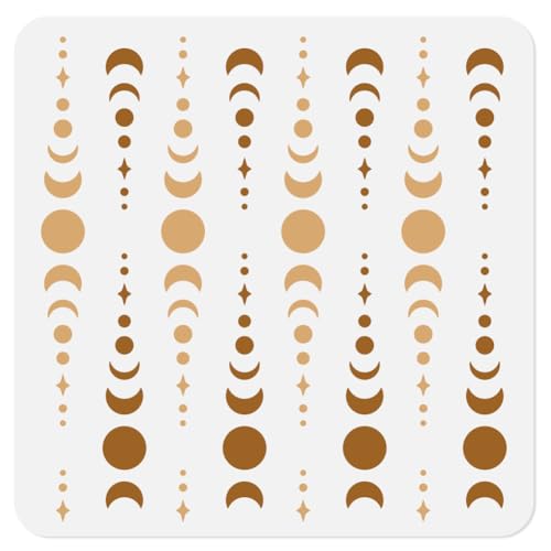 Stars and Moons Beads Allover Wall Stencil for Painting 11.8 x 11.8 Inch Reusable Stencil for Wall Fabric Furniture Painting, DIY Home Decor Craft Stencil - style: Beads Allover
