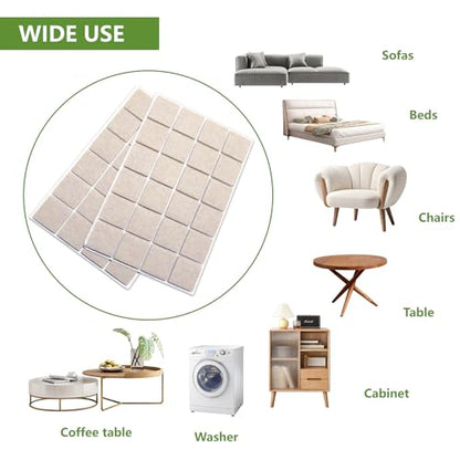 Felt Furniture Pads for Hardwood Floors 48 PCS 1" Square, Beige - size: 48PCS 1 inch Square Beige