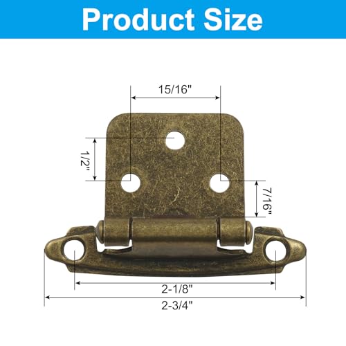 4-Pack (2 Pair) Antique Brass Self-Closing Cabinet Hinges - color: Bronze