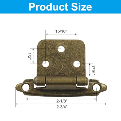4-Pack (2 Pair) Antique Brass Self-Closing Cabinet Hinges - color: Bronze