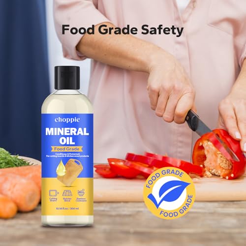 Choppie Mineral Oil (10.14 fl.oz), Food Grade Mineral Oil for Cutting Boards, Butcher Block for Maintaining Wooden & Bamboo Cutting Boards, Prevents Drying & Cracking - size: 10.14 fl.oz