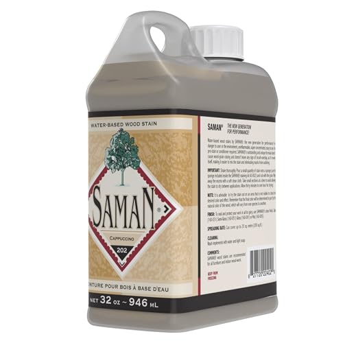 SamaN Interior Water Based Wood Stain - Natural Stain for Furniture, Moldings, Wood Paneling, Cabinets (Cappuccino TEW-202-32, 32 oz) - color: Cappuccino, size: 1 Quart