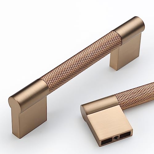 Asidrama 10 Pack 3.75 inch Champagne Bronze Knurled Cabinet Handles - color: Champagne Bronze, size: 3.75" Hole Center(96mm)