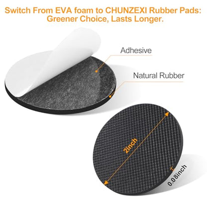 CHUNZEXI 16 Pack 2 Inch Non Slip Furniture Pads, Round Self Adhesive Rubber - size: 2 inch 16 Round
