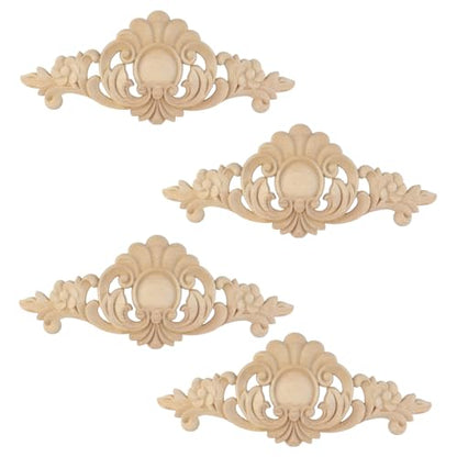Antrader 4Pcs Unpainted Wood Carved Appliques for Home Decoration,Style 8 - style: Style 8