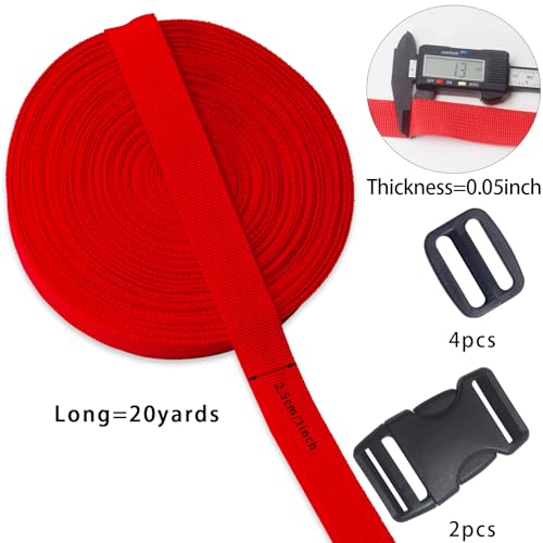 Red 1 inch Webbing Strap Kit for DIY Crafts-Backpacks-20yds - color: Red