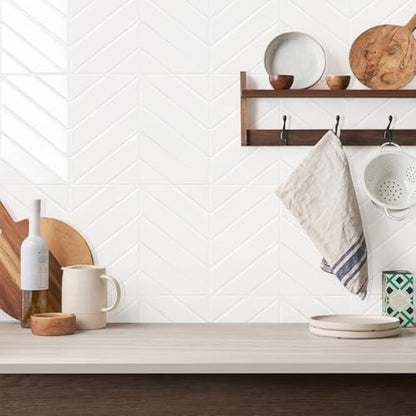 STICKGOO Herringbone Peel and Stick Backsplash, Pure White, 10 Sheets - color: Pure White, size: Pack of 10