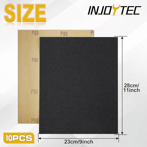10PCS Hand Abrasive Sanding Sheets Premium Sand Paper 80 Grit Sandings Sheets 9" x 11" Sandpaper for Wood Metal Automotive Furniture Woodworking Clip-On, Hand Sanding Blocks - style: 80grit
