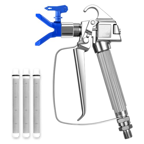 6 PCS Airless Paint Sprayer Gun Kit,Spray Gun 3600 PSI,Reversible Spray Tips 517 * 1,3 Filters and 1 Nozzle Seat for Wall, Fence, Cabinet,Furniture,Door and DIY Painting - color: Blue