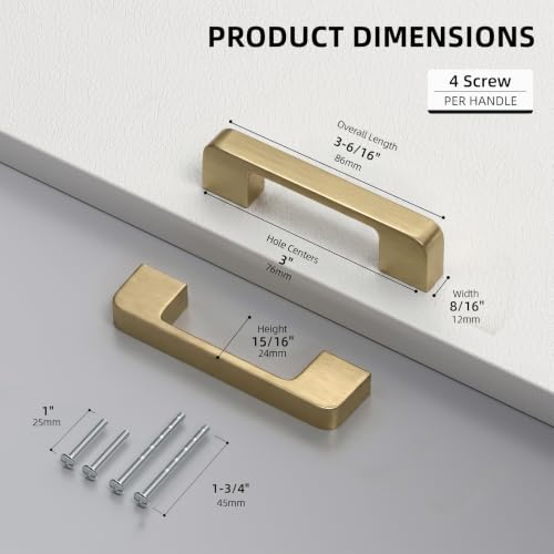 Champagne Bronze Cabinet Pulls 3 Inch Brass Bronze Cabinet Handles - color: Champagne Bronze, size: 3 Inch (76 mm) Hole Centers