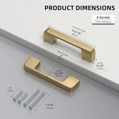 Champagne Bronze Cabinet Pulls 3 Inch Brass Bronze Cabinet Handles - color: Champagne Bronze, size: 3 Inch (76 mm) Hole Centers