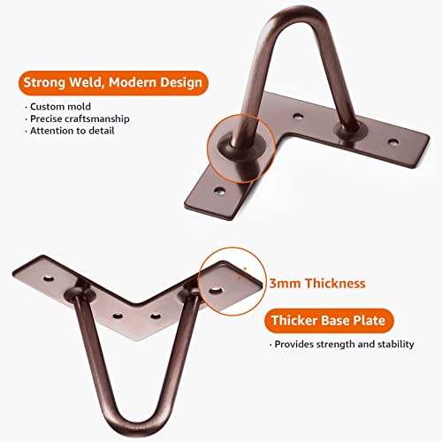 ROTHLEY Furniture Legs 4 Inch Hairpin Legs Solid Rods Legs for Furniture Set of 4 Couch Legs with Floor Protectors Sofa Legs Dresser Legs Heavy Duty Cabinet Legs DIY Furniture Feet(Antique Copper) - size: 4 inch
