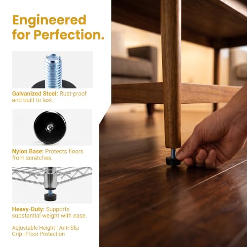 16 Pack Adjustable Furniture Levelers, 3/8"-16 UNC Threaded Leveling Feet for Tables, Chairs, Cabinets, Shelving, Sofa – Heavy Duty Floor Protectors - size: 16pcs 3/8"-16 UNC