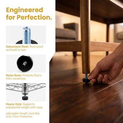 16 Pack Adjustable Furniture Levelers, 3/8"-16 UNC Threaded Leveling Feet for Tables, Chairs, Cabinets, Shelving, Sofa – Heavy Duty Floor Protectors - size: 16pcs 3/8"-16 UNC