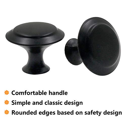 Biaungdo 15 Pack 1Inch Flat Black Kitchen Cabinet Knobs Drawer Dresser Handles Knobs, Round Drawer Handles