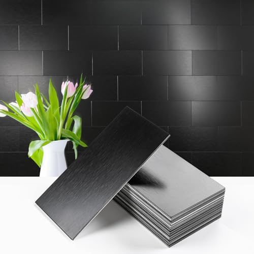 Vamos Tile 100-Pack Peel and Stick Backsplash Tile,3" x 6" Subway Tile - color: Brushed Black