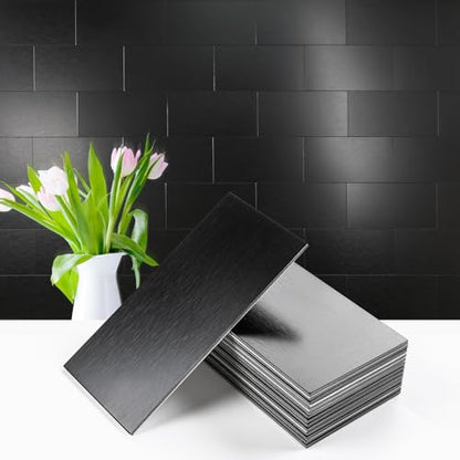 Vamos Tile 100-Pack Peel and Stick Backsplash Tile,3" x 6" Subway Tile - color: Brushed Black