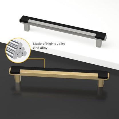 Rergy 25 Pack 5 Inch Black and Gold Cabinet Pulls Gold Drawer Pulls - color: Black&Gold, size: 5 Inch Hole Center