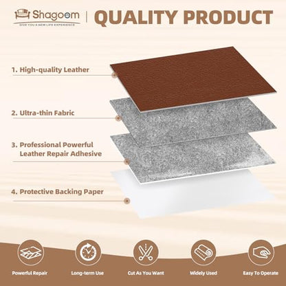 Shagoom Leather Repair Kits, Large Vinyl Repair Patch for Couches Furniture - color: Coffee, size: 17X79 inch