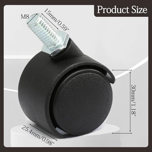 Murtenze 1 Inch Nylon Swivel Stem Caster Wheels, 4Pcs, M8 Thread - style: 1 Inch Stem