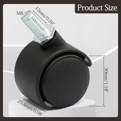 Murtenze 1 Inch Nylon Swivel Stem Caster Wheels, 4Pcs, M8 Thread - style: 1 Inch Stem