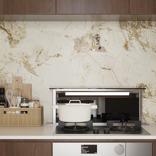 VaryPaper 15.7"x78.7" Beige Brown Marble Contact Paper Kitchen Countertop Peel and Stick Waterproof Marble Vinyl Wrap for Cabinets Table Removable Self Adhesive Granite Wall Paper for Bathroom Bedroom