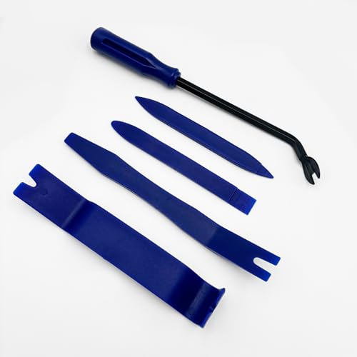 5 PCS Auto Trim Removal Tool Kit, No Scratch Plastic Interior Door Panel Clip Fastener Removal Pry Set, Vehicle Audio Dash Window Molding Remover Tool Kit, Car Accessories (Blue) - color: Blue