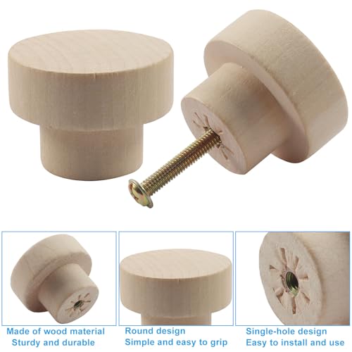 Wood Cabinet Knobs, Flat Top Round, 35mm, 16Pcs - size: 35 mm