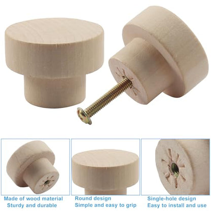Wood Cabinet Knobs, Flat Top Round, 35mm, 16Pcs - size: 35 mm