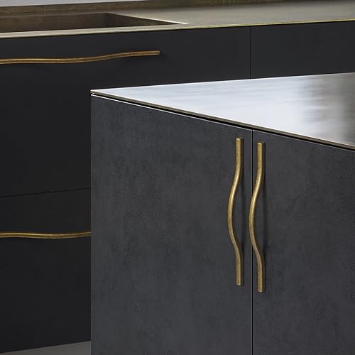 Goo-Ki Low Profile Antique Brass Cabinet Pulls, Double Hole Centers(6.3''/7.6'') Zinc Alloy Handle for Drawer Cupboard Wardrobe,6 Packed - color: Antique Brass, size: 6.3''/7.6'' Hole Centers