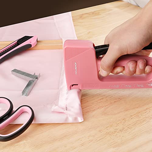 HAUSHOF Light Duty Staple Gun with 800-Count JT21 Staples & Stapler Remover - color: Pink