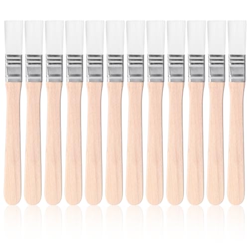 12 Pcs Small Paint Brushes, 0.5" Nylon Flat Wall Paint Brush, Soft Bristle with Wood Handle, Nylon Flat Wall Painting Tool for Painting DIY Latex Paints Furniture Cabinets Fences, White