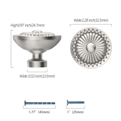 10 Pack Brushed Satin Nickel Cabinet Knobs, Nickel Kitchen Knobs - color: Brushed Satin Nickel, size: knob
