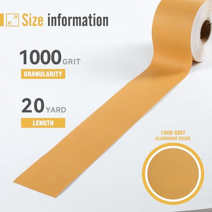 1000 Grit Sandpaper Roll 20 Yard x 2-3/4” Wide PSA Longboard Sandpaper with Adhesive Backing Sand Paper for Woodworking,Automotive,Sanding Blocks - style: 1000Grit