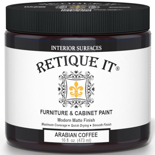 Retique It Furniture and Cabinet Paint - Paint for Cabinets, Dressers, Tables, Doors and DIY Home Decor Projects, Arabian Coffee, 16 oz - color: ARABIAN COFFEE, size: 16 Fl Oz (Pack of 1)