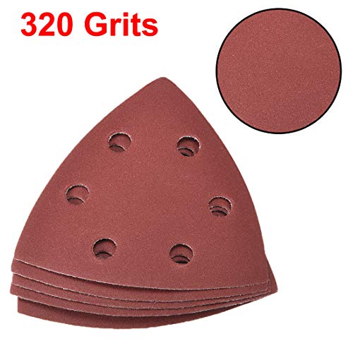 uxcell Detail Sander Sandpaper, Triangular Sanding Paper, Hook and Loop Sanding Pads, Triangle Oscillating Multi Tool, 320 Grits 6 Holes, 15pcs - style: 320 Grits