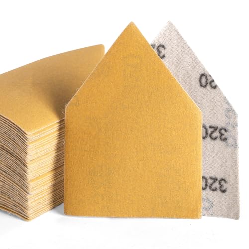 POLIWELL Orbital Triangle Sanding Sheets 50PCS 90x65mm Hook & Loop - style: 320 Girt