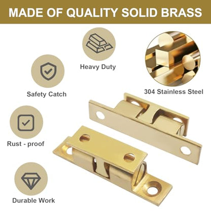Double Roller Catch Cabinet Latches, 47mm, 4 Pack - color: Gold, size: 47mm