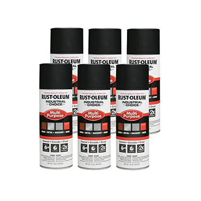 Rust-Oleum Multi-Purpose Enamel Spray Paint, Semi-Flat Black, 12oz, 6-Pack - color: Semi-Flat Black
