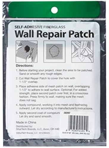 Duck Brand Fiberglass Wall Repair Patch, 8 Inches x 8 Inches, White, 2 Pack - size: 8 in x 8 in
