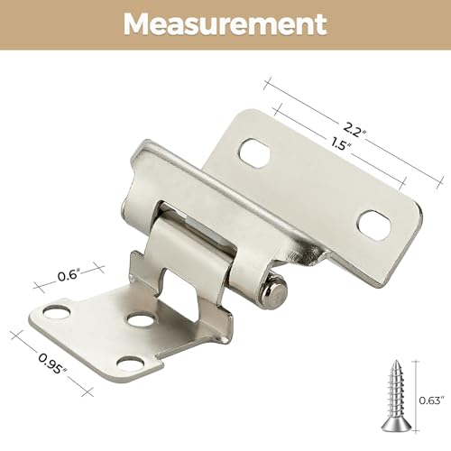 30 Pack 15 Pair Brushed Nickel Cabinet Hinges, 1/2" Semi Wrap Kitchen Hinge - color: Satin Nickel, size: 1/2" Semi Wrap