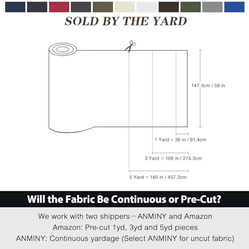 ANMINY 100% Waterproof Fabric Marine Canvas, 58" W 600D, 3 Yards Navy Blue - color: Navy Blue, size: Pre-cut 3 Yards